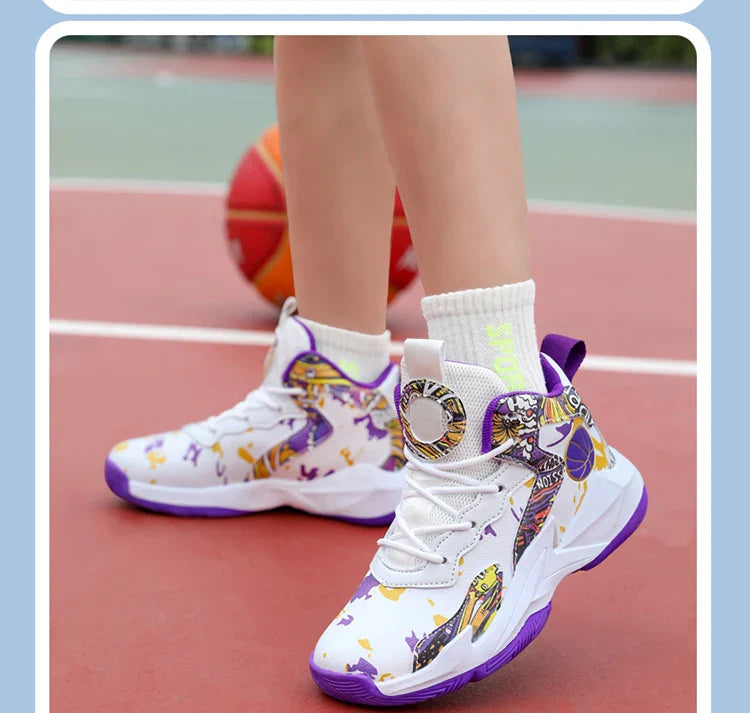 Children's basketball shoes non-slip breathable basketball training shoes with boys and girls basketball shoes sneakers 31-39