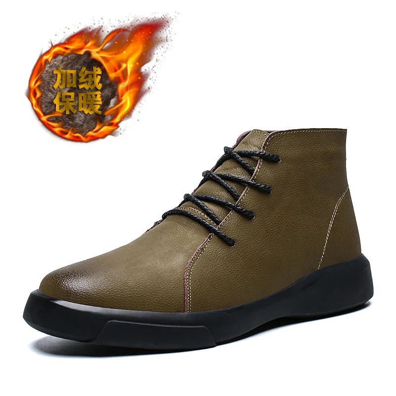 Winter Men Boots High Quanlity Warm Leather Mens Ankle Boots Male Waterproof with Fur Snow Boots Casual Shoes for Men Botas