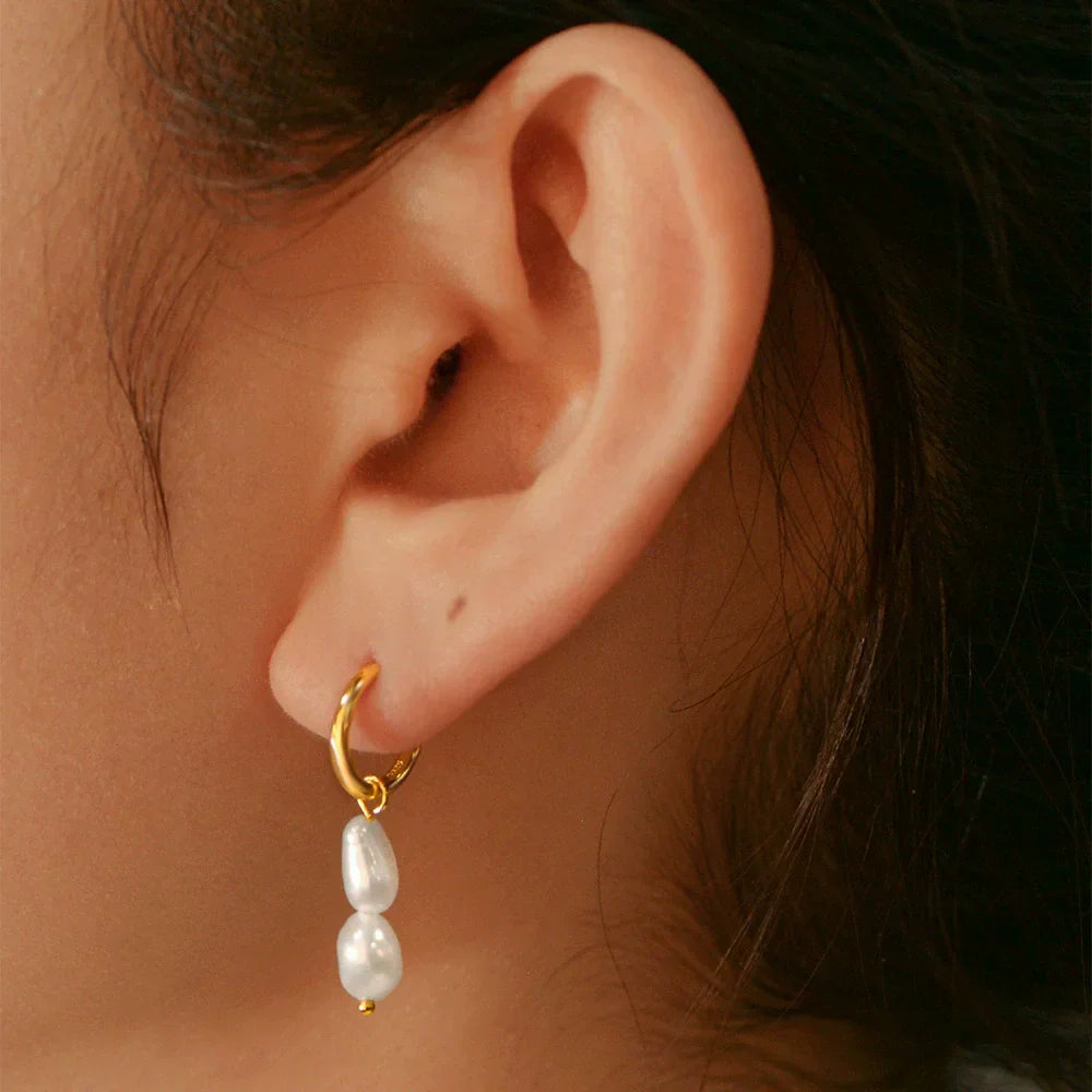 925 Sterling Silver Earring Fashion Geometry Butterfly Zircon Asymmetry Pearl Drop Earring Simple Temperament Trend Women Ear Je