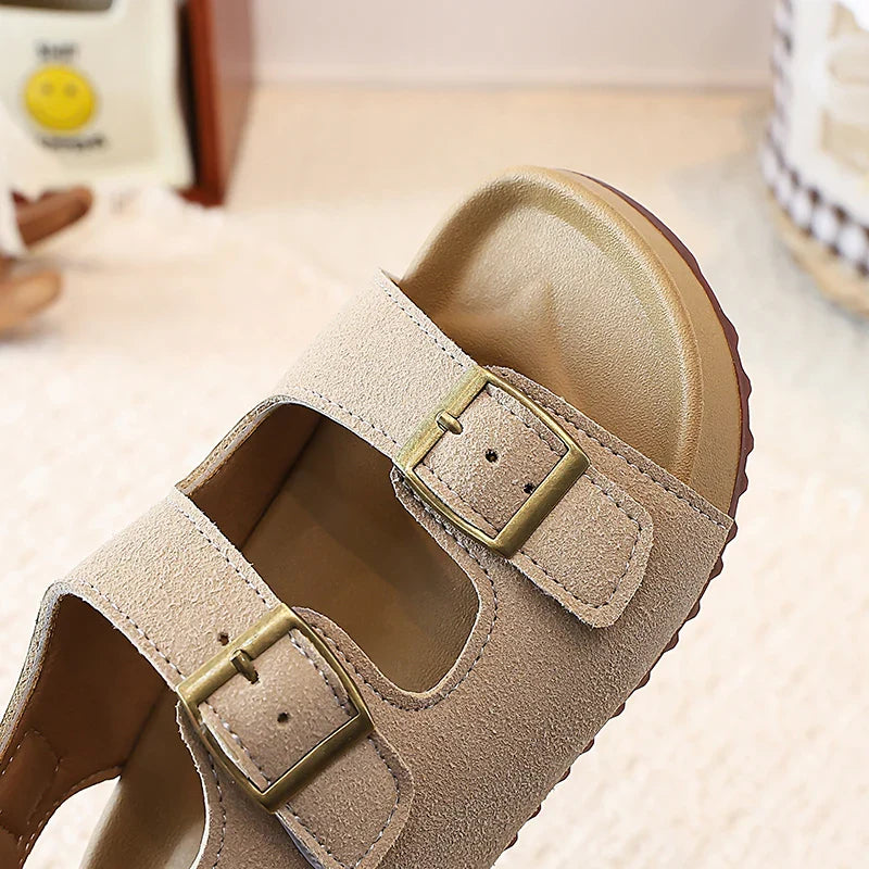 Summer Kids Toddler Boys Girls Casual Leopard Print Sandals Double Buckle Non-Slip Soft Sole for Daily Outdoor Beach Wear