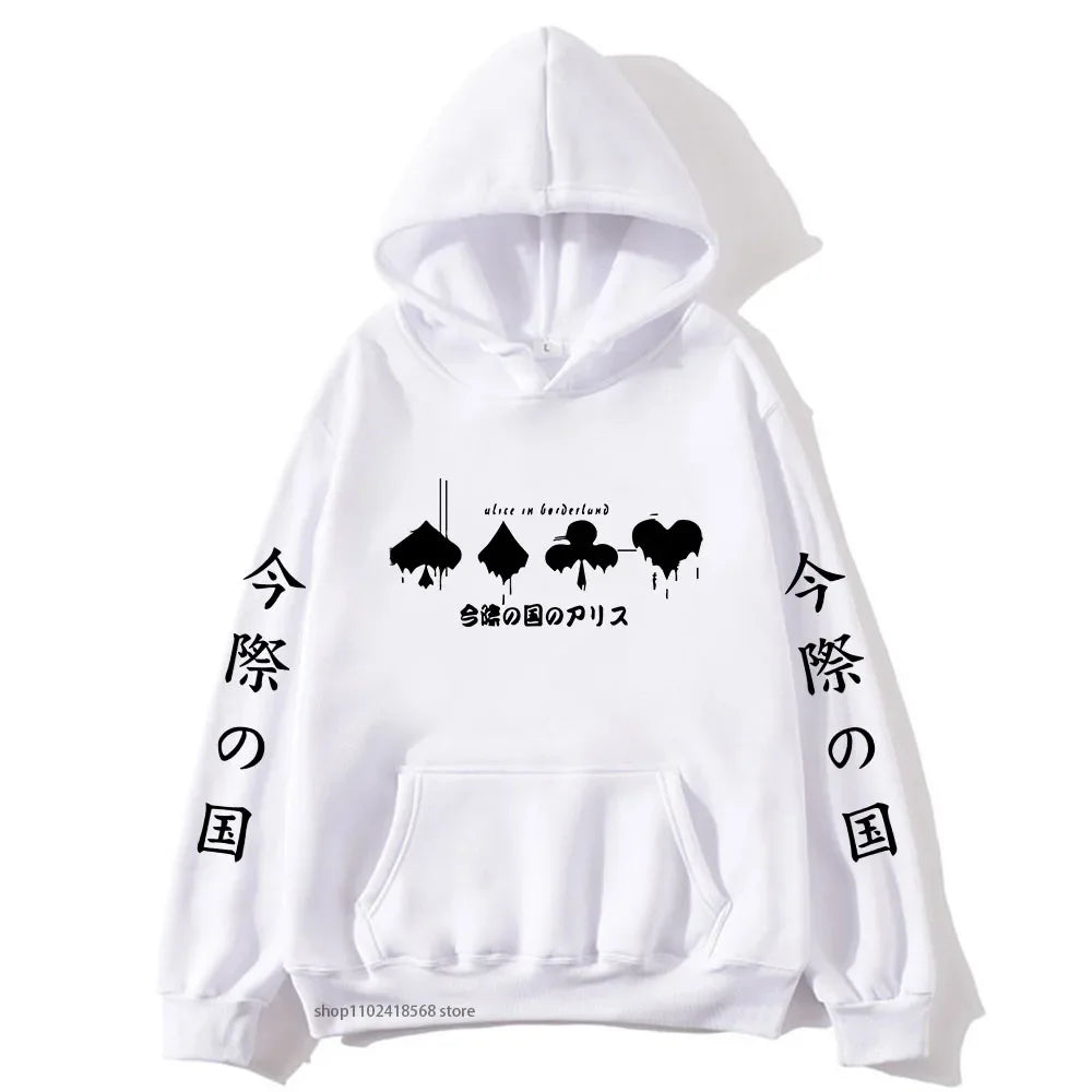 Hoodies Men Cartoon Cards Sweatshirt Harajuku Graphic Streetwear Women Anime Tops Men Clothing Y2k Sudaderas