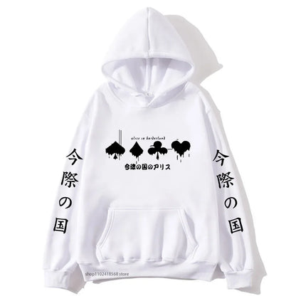 Hoodies Men Cartoon Cards Sweatshirt Harajuku Graphic Streetwear Women Anime Tops Men Clothing Y2k Sudaderas
