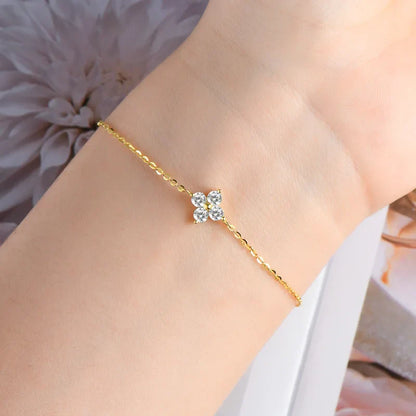 4-Leaf Clover GRA Certified 0.9cttw D Color Moissanite Diamond Bracelet for Woman 925 Silver Link Bracelets Fine Jewelry