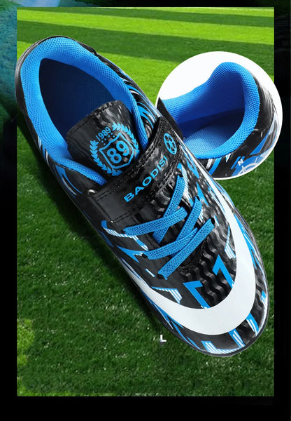 Hot Child Football Boots Outdoor Trainers Soccer Shoes For Kids Boys Hook Loop Football Sneakers Cleats Futsal Shoes Children
