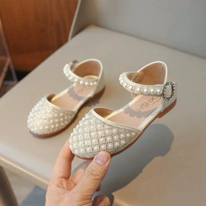Girls Leather Shoes Spring Summer Kids Girls Princess Shoes Fahsion Pearl Diamond Sandals