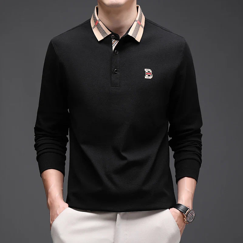 Designer Embroidered High End Brand Long Sleeved Cotton Polo Shirt Spring Autumn Fashion Casual Lapel T-Shirt Top Men's Clothing