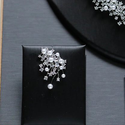 Fashion Pearl Necklace Sets High Quality 3A Cubic Zirconia Jewelry Set Dubai Dinner Party Accessories Engagement Gift