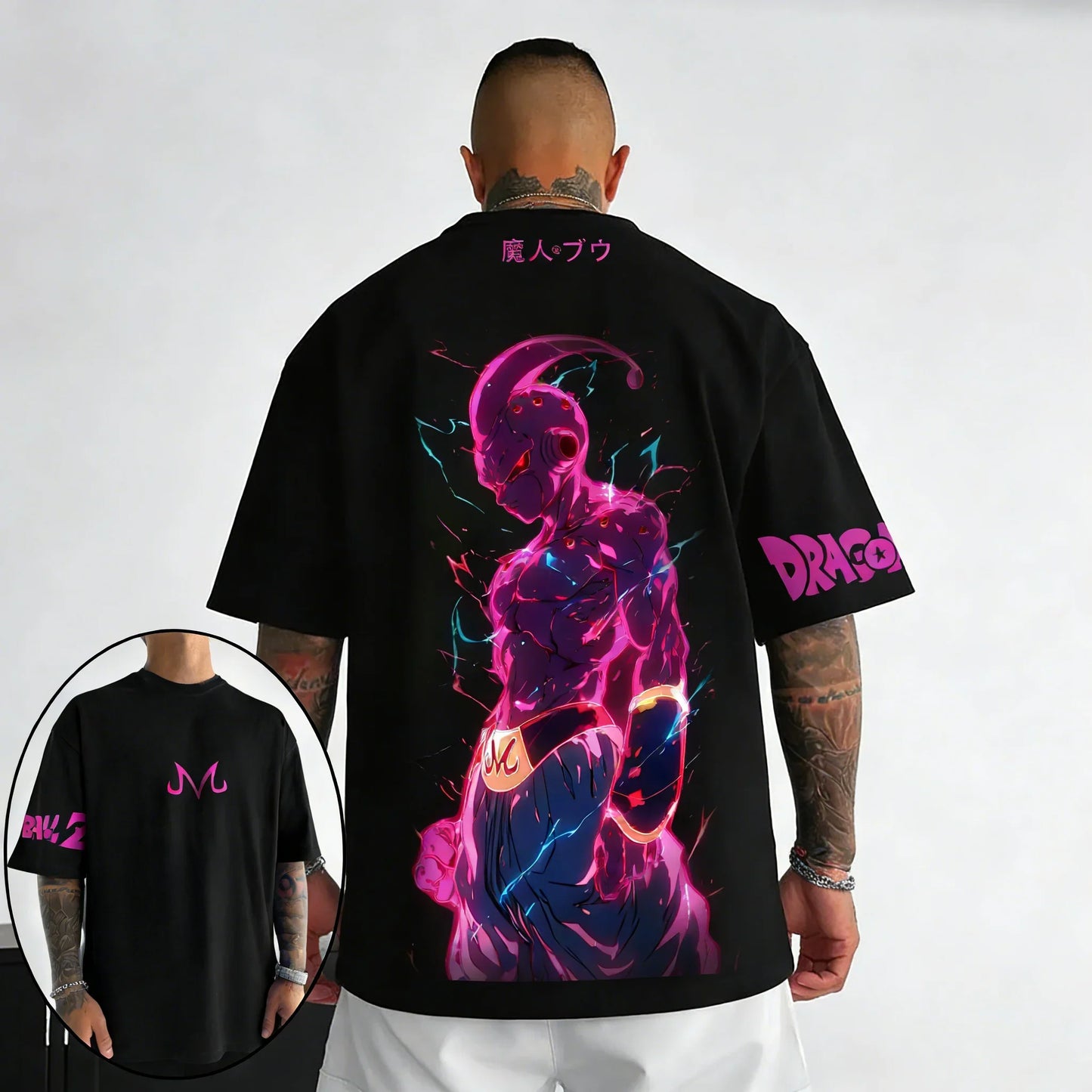 T-shirt Summer New Majin Buu Creative Printed Men's Harajuku Large Loose Casual Parent Child Top