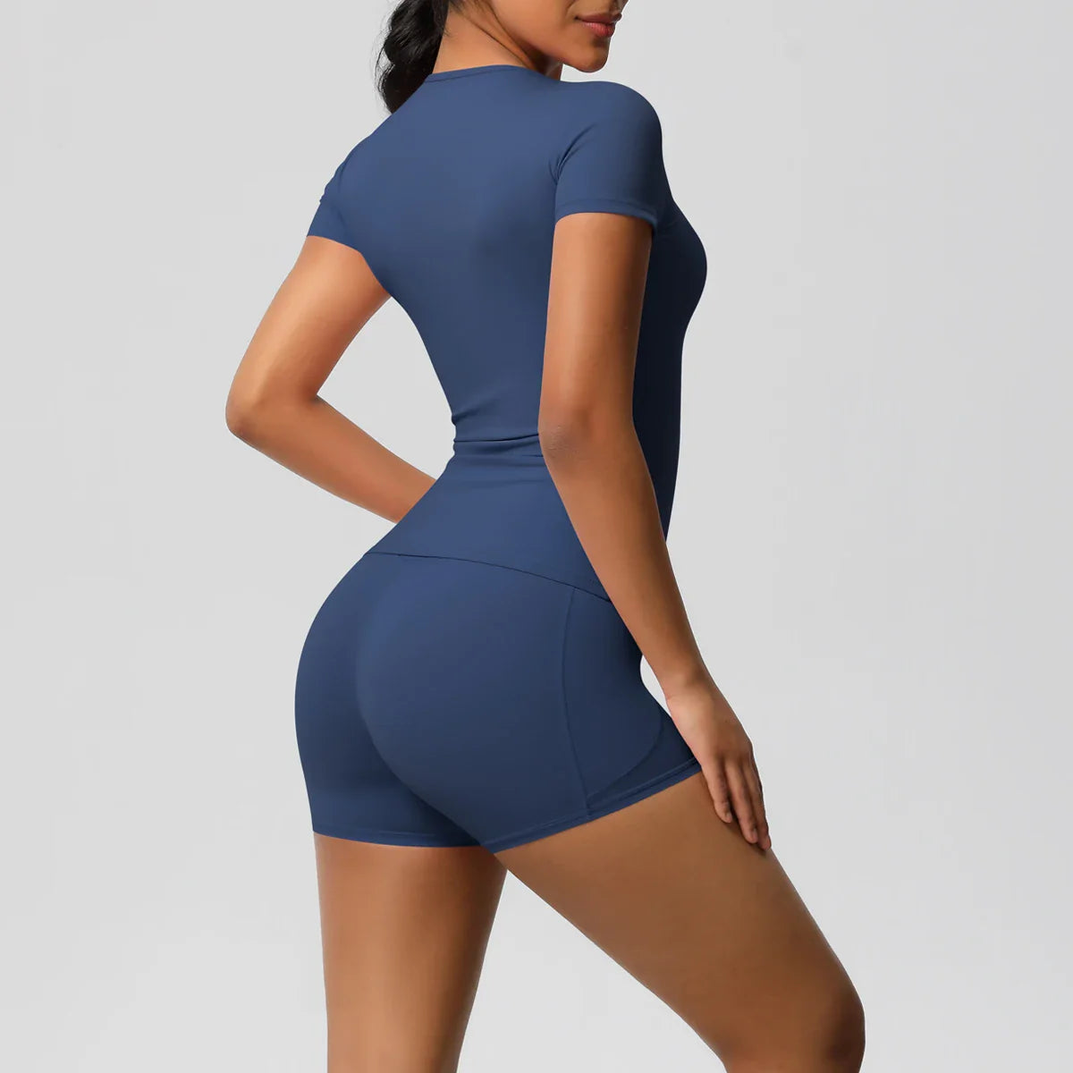 Workout Sportswear 2Pcs Piece Female Yoga Shirt Push Up Workout Clothes Women Outdoors Sport  High Waist  Fitness Sport Shorts