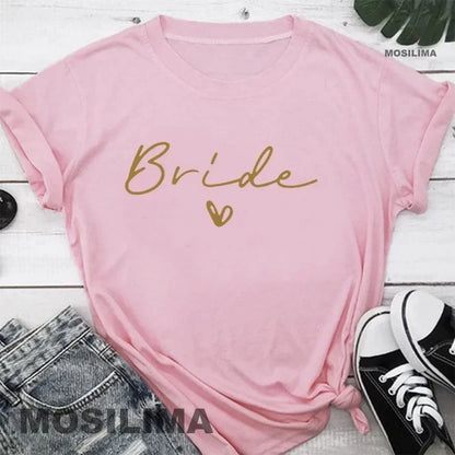 Women Cotton T Shirt Team Bride Bachelorette Party Shower Hen Party Bridesmaid Print T-Shirt 2024 Girls Wedding Female Tops