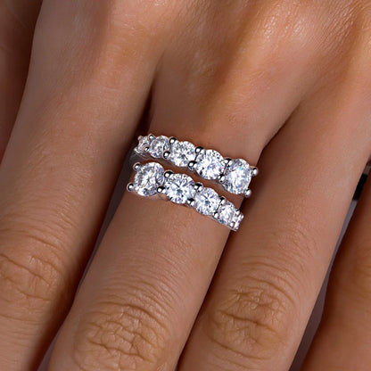 4.2cttw D Color Moissanite Wedding Engagement Band Ring 925 Silver Promise Band Rings for Women Jewelry Wholesale