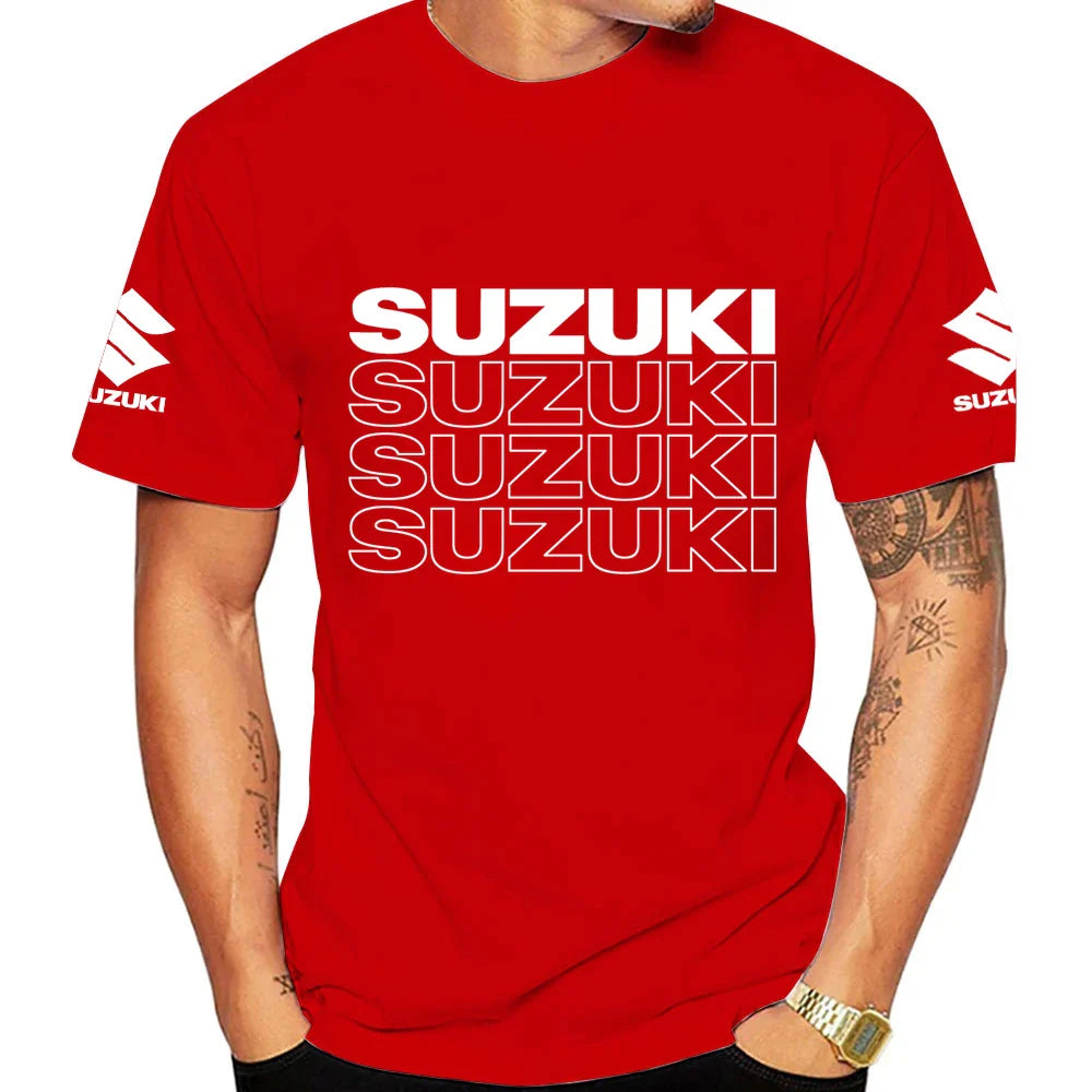 New Summer Racing Motorcycle 100% Cotton Trendy Men T-shirt Daily Outdoor Sports Party Casual Loose Street Short-sleeve