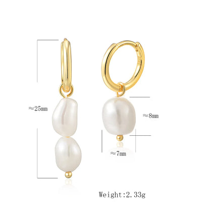925 Sterling Silver Earring Fashion Geometry Butterfly Zircon Asymmetry Pearl Drop Earring Simple Temperament Trend Women Ear Je