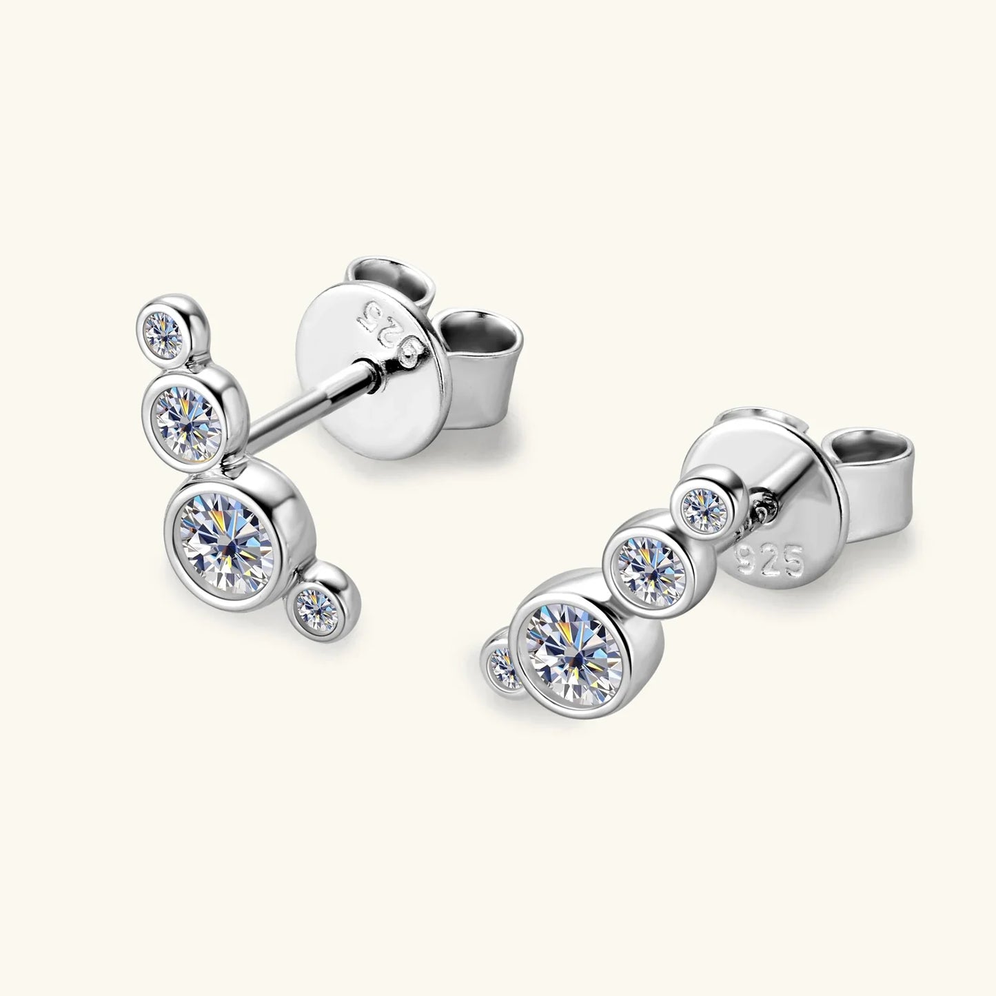 3mm Bezel Moissanite Earrings Original 925 Sterling Silver D Color Diamond Bubble Earrings Ear Stud for Women Fine Jewelry