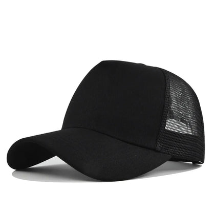 Customized Logo Hard Top 5 Panels Mesh Baseball Cap For Men Women Advertising Cap Breathable Sun Hat Solid Color Visor Gorra