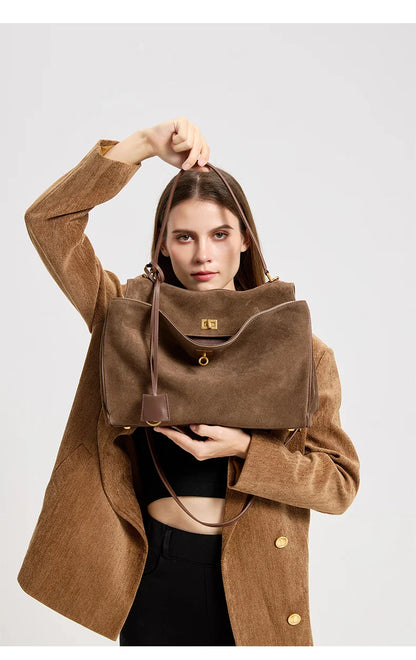 2025 Autumn Winter Women's Suede genuine leather Bag Shoulder Handbag Large Capacity Single Tote Bag Handbag Luxury Designer Bag