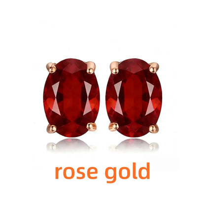 Rose Gold Yellow Gold Plated Oval Natural Amethyst Citrine Garnet Topaz Peridot 925 Sterling Silver Earrings for Women