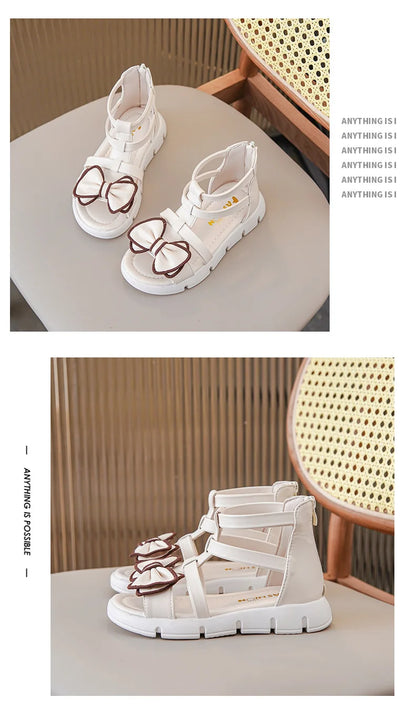Girls Sandals Summer 2025 New Fashion Children Roman Shoes Middle and Large Children Soft Open Toe Little Girl Princess Shoes