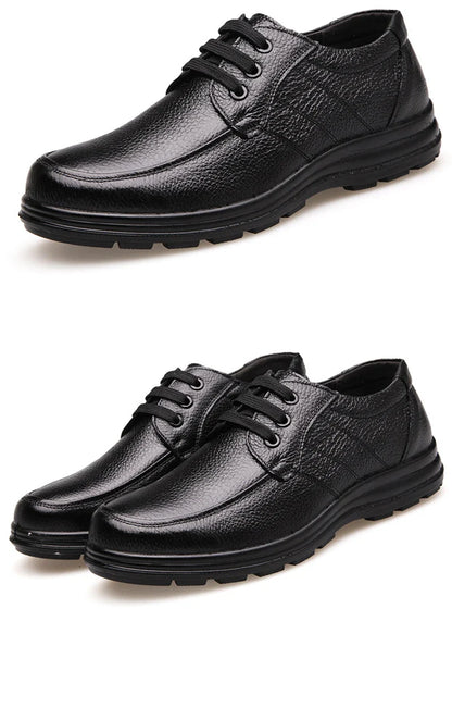 Genuine Leather Shoes Flat Mens Casual Shoes Cowhide Business Brand Male Footwear Soft Comfortable Black