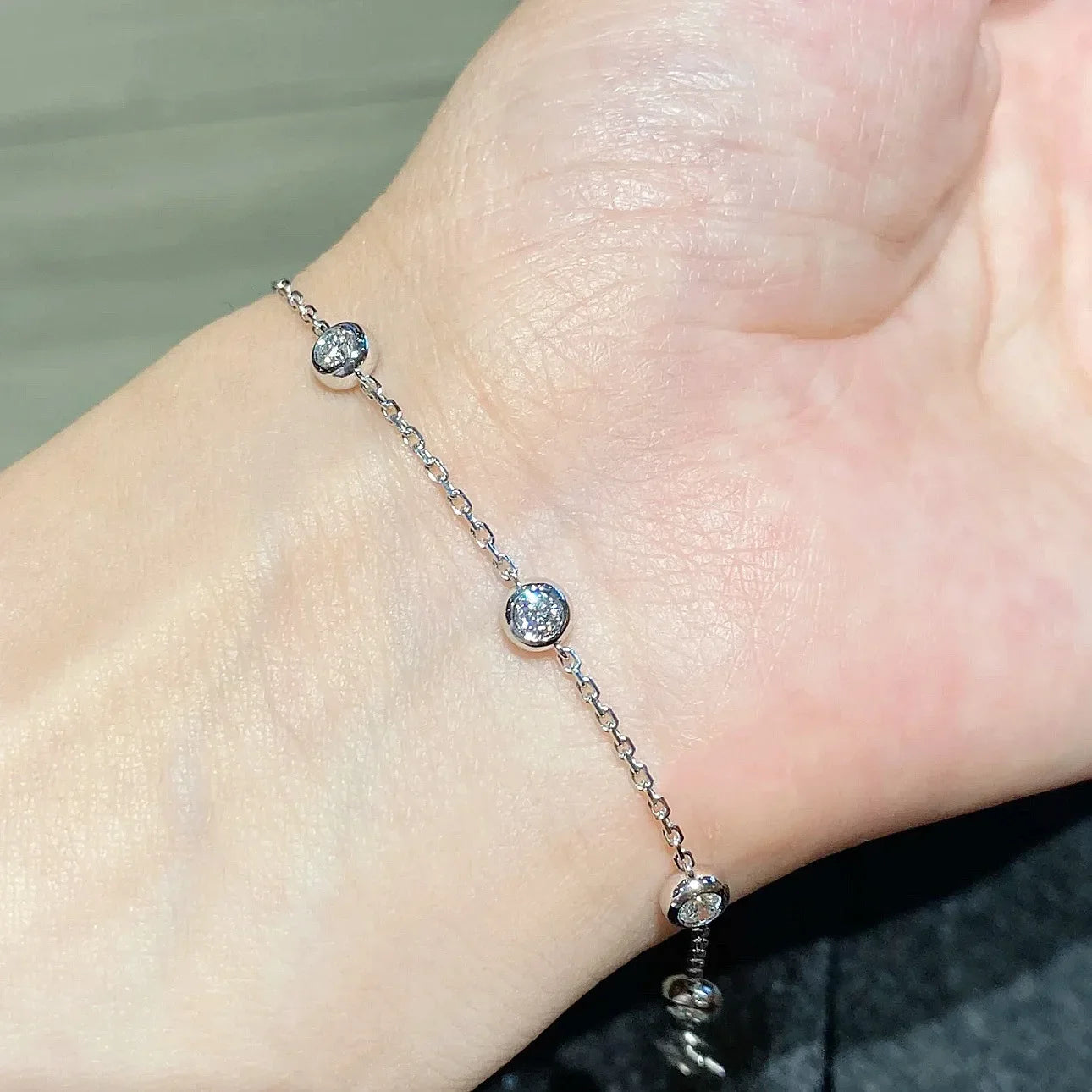Full 0.1CT 3mm D Color Moissanite Diamond Link Bracelet for Woman 925 Silver Plated 18k Adjustable 15-20cm Chain Bracelets