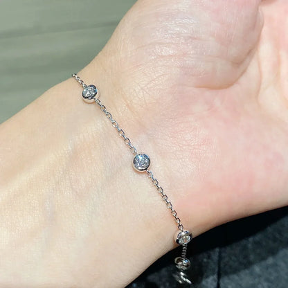 Full 0.1CT 3mm D Color Moissanite Diamond Link Bracelet for Woman 925 Silver Plated 18k Adjustable 15-20cm Chain Bracelets