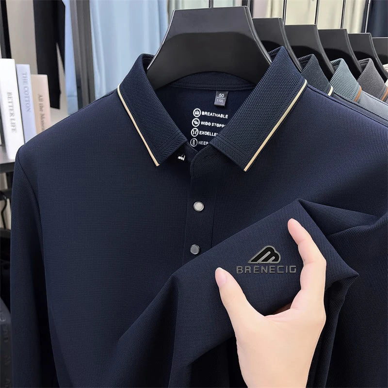 Men's long sleeved T-shirt shirt collar polo shirt 2025 spring autumn new casual wear horse logo