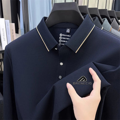 Men's long sleeved T-shirt shirt collar polo shirt 2025 spring autumn new casual wear horse logo
