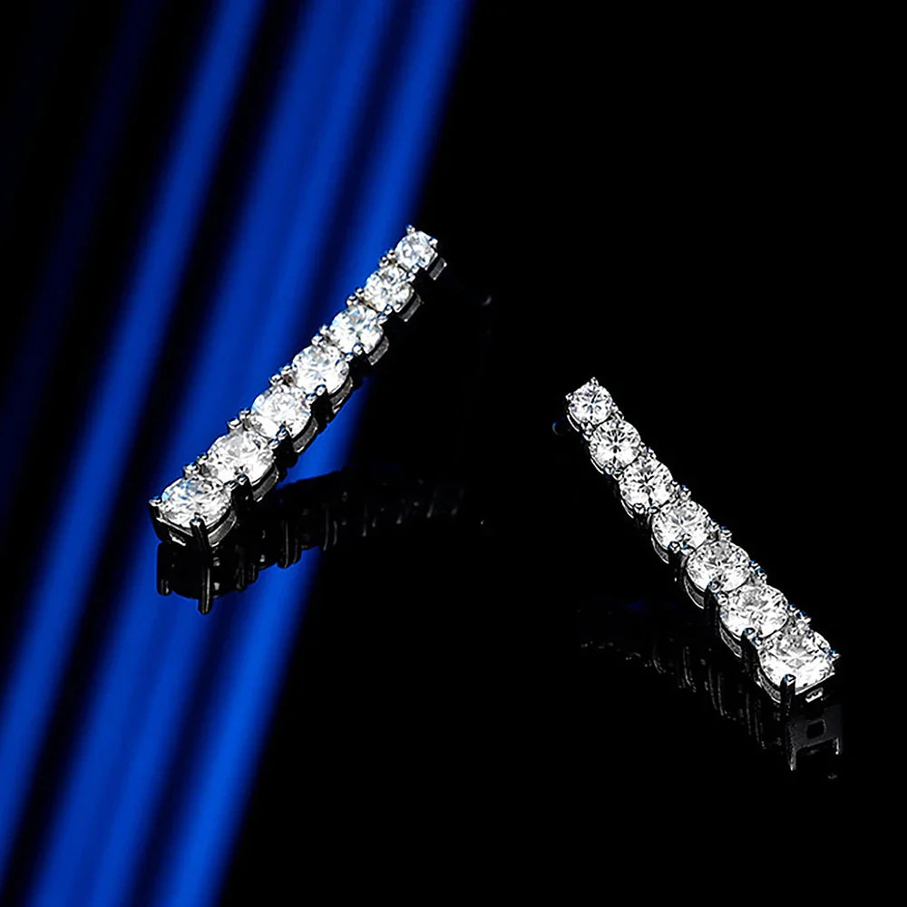 3-5mm Size Gradient Moissanite Drop Earrings for Women 925 Sterling Silver Long Tassel Diamond Stud Earring with Certificates