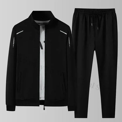 2025 Spring Autumn Sweatshirt SweatPants Trousers For Men Set Two Piece Black Tracksuit Hip Hop Streetwear Running Sport Clothes