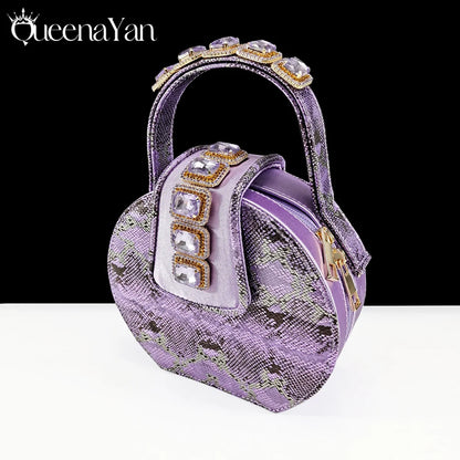 Luxurious Italian Women's Party Shoes&Bag Set Elegant Golden Rhinestone  Sandals with Peep Toe High Heels Wedding