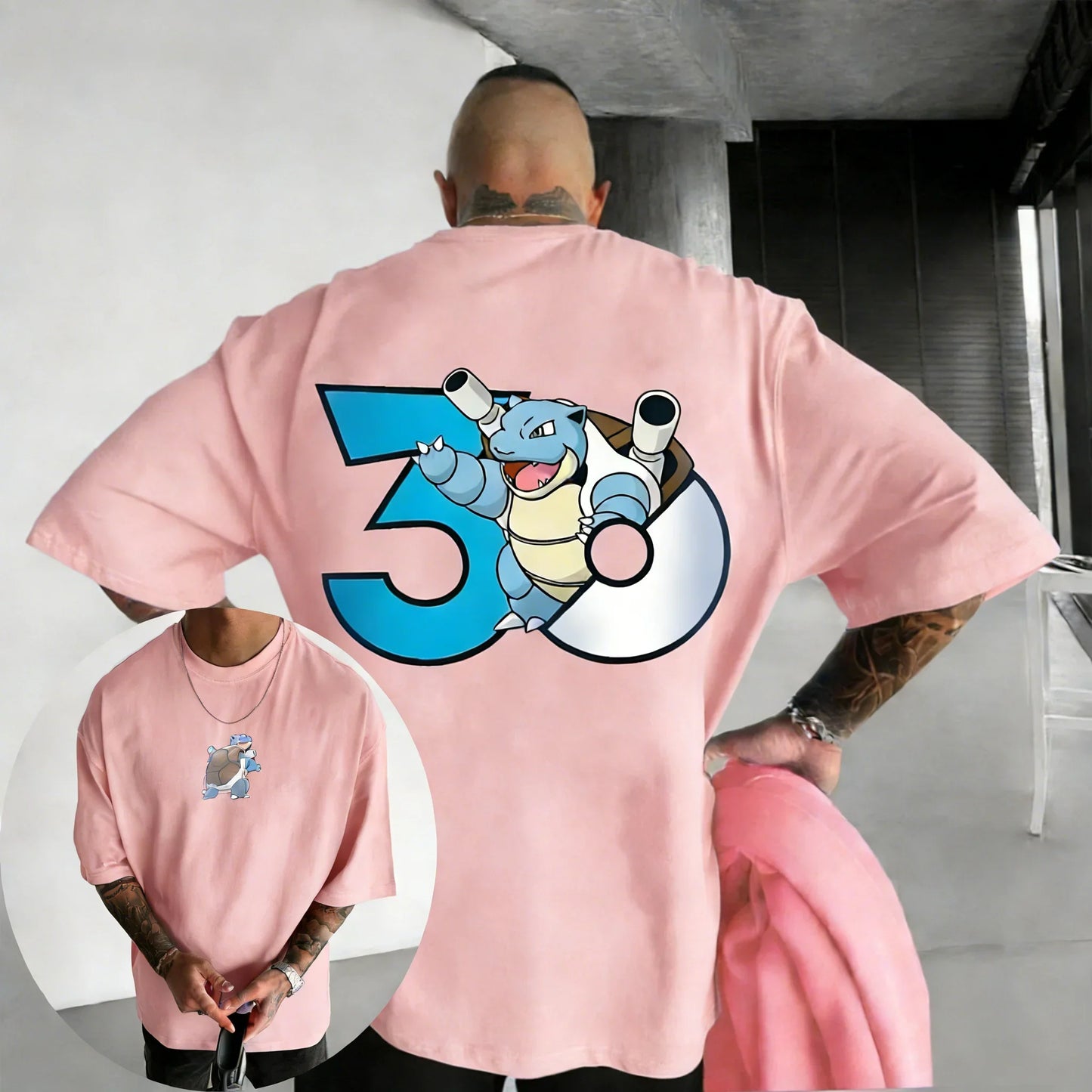 2026 30th Anniversary Blastoise Printed Cotton T-shirt Summer New Men's and Women's Loose Casual Hip Hop Trendy Short Sleeve Top