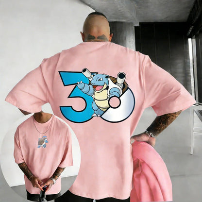 2026 30th Anniversary Blastoise Printed Cotton T-shirt Summer New Men's and Women's Loose Casual Hip Hop Trendy Short Sleeve Top