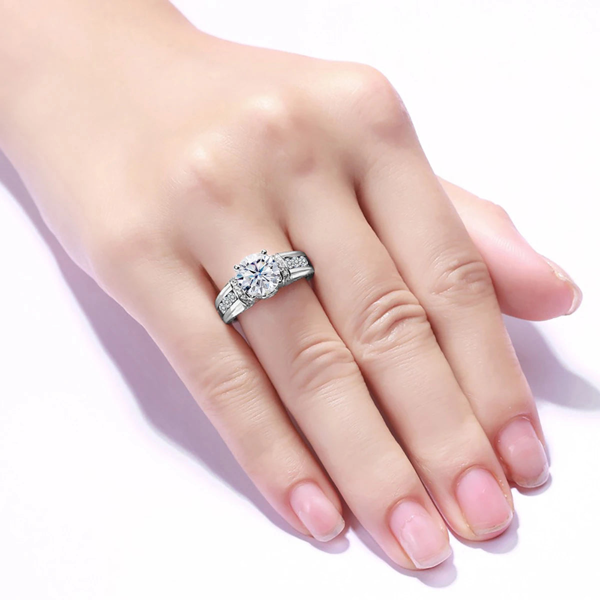 Luxury 2 Carats Moissanite Rings For Women Pure 925 Sterling Silver Wedding Band Female Jewelry Accessories GRA Certified