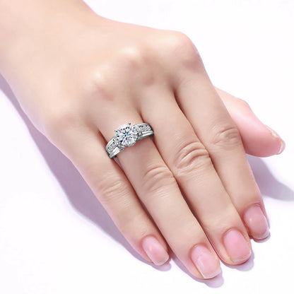 Luxury 2 Carats Moissanite Rings For Women Pure 925 Sterling Silver Wedding Band Female Jewelry Accessories GRA Certified