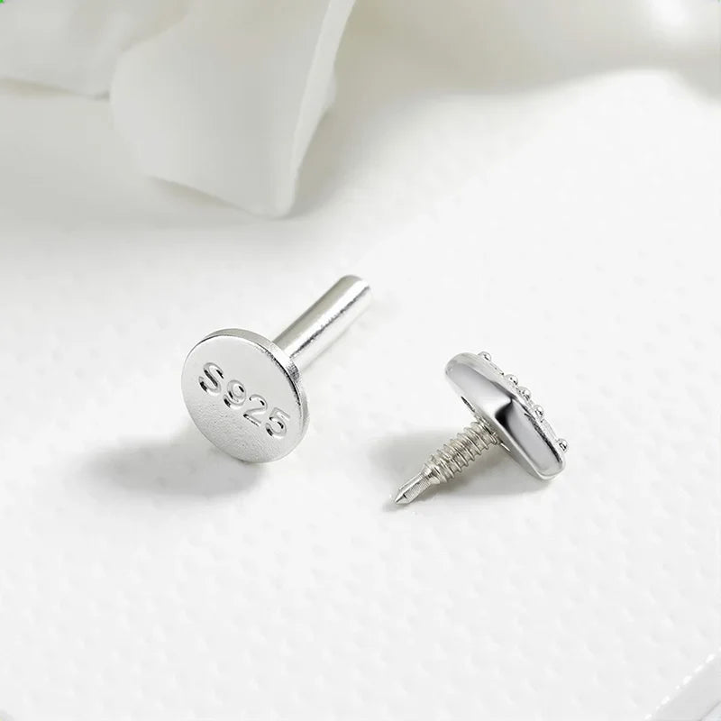 Moissanite 100% S925 Piercing Stud Earring for Women Dainty Flat Back Earring Cartilage Cute Piercing Stud Fine Jewelry