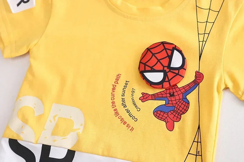 2025 Summer Baby Boys Spiderman Short Sleeve T-shirt+Jeans Sets Clothes Kids Fashion Clothing Outfits Children Sports Suits