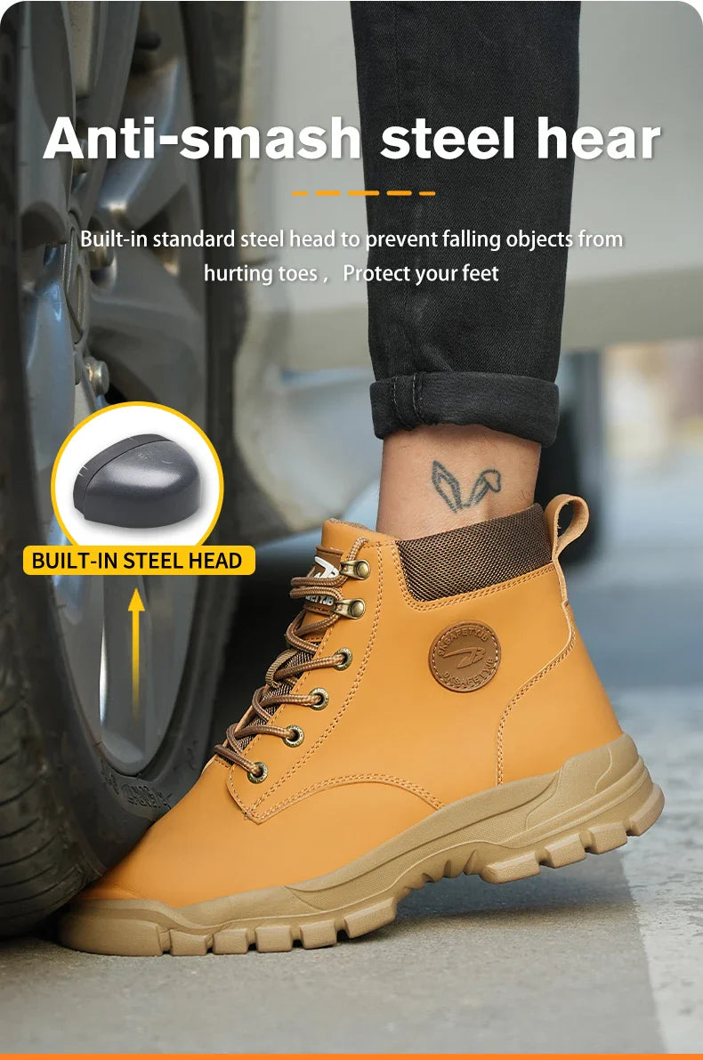 New Design Waterproof Safety Shoes Men Work Sneaker Steel Toe Shoes Puncture Proof  Safety Boots Male Lightweight Work Shoes