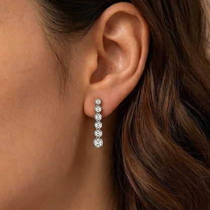 Round Bezel Set Graduated Round Cut Moissanite Stud Earrings Women S925 Silver Lab Diamond Drop Earring Ear Fine Jewelry