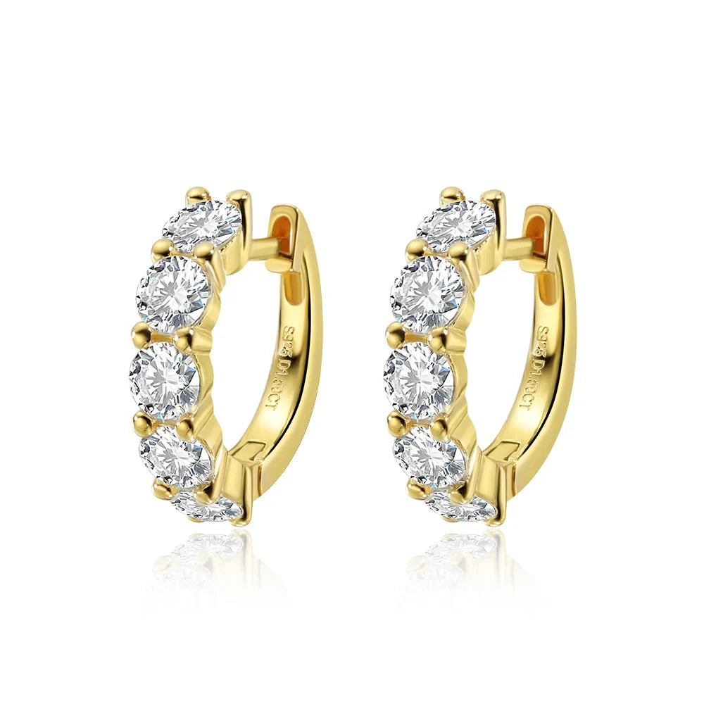 100% 925 Sterling Silver each 0.2ct 3.5mm Moissanite Hoop Earrings For Women Sparkling Wedding Party Fine Jewelry Gift