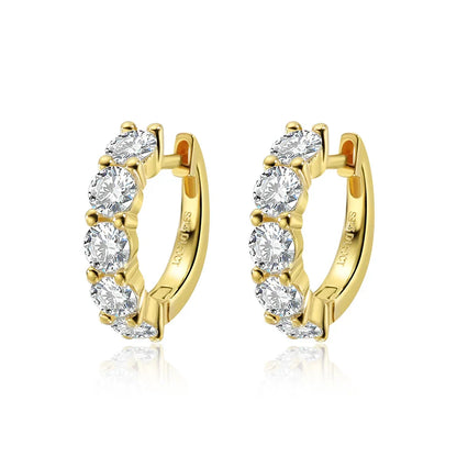 100% 925 Sterling Silver each 0.2ct 3.5mm Moissanite Hoop Earrings For Women Sparkling Wedding Party Fine Jewelry Gift