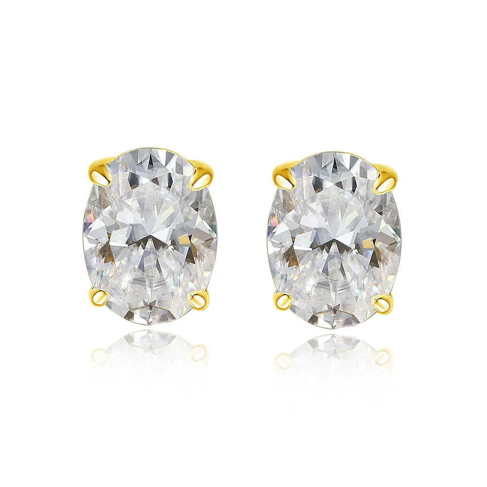 Oval Cut Moissanite Stud Earrings for Women 1-4 Carat D VVS1 GRA Certified Lab Gemstone 925 Sterling Silver 18k Earring