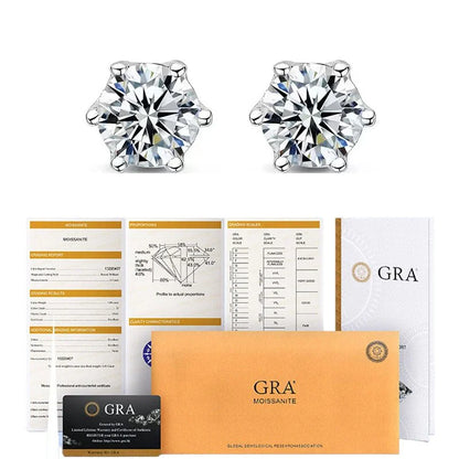 0.5-2ct Moissanite Screw Stud Earrings D Color 925 Sterling Silver Diamond Earrings For Women Wedding Fine Jewelry
