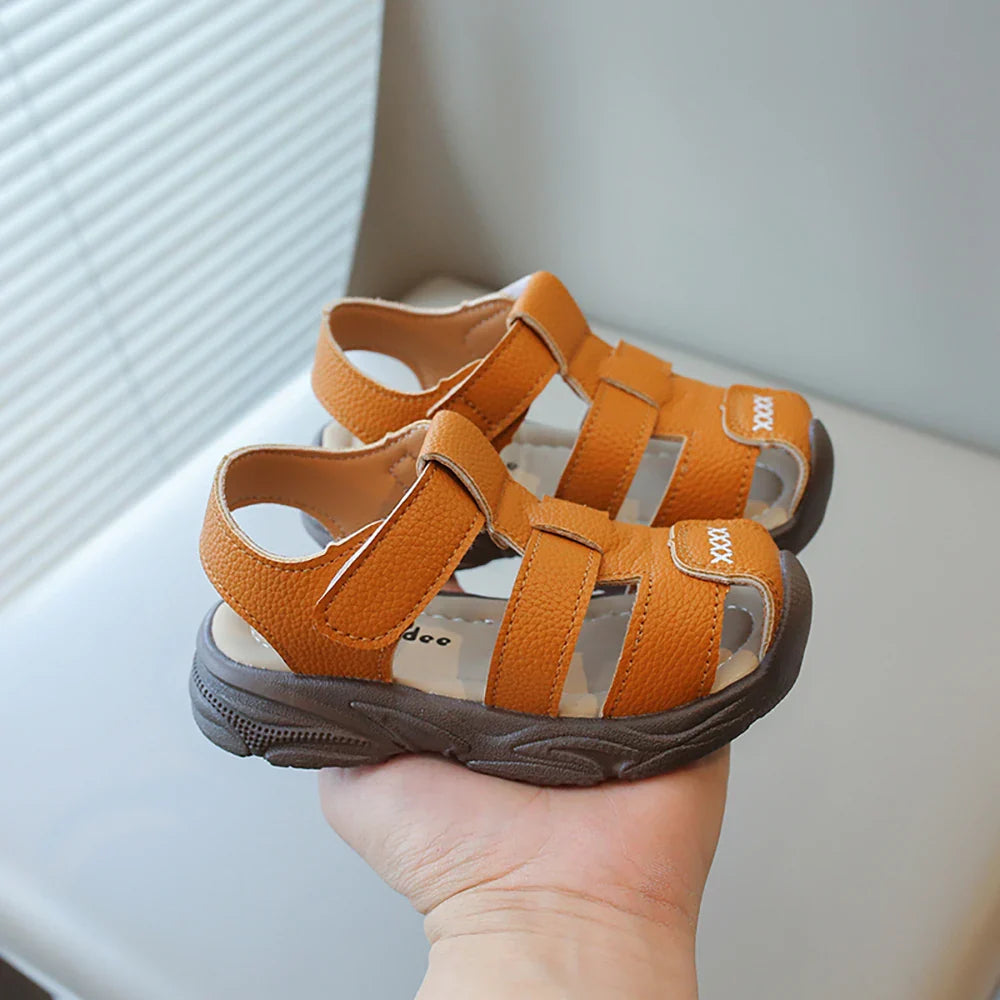 Summer Sport Sandals For Children PU Leather Vintage Boy's Sandals Soft-soled Anti-slippery Kid's Sandals Fashion Summer Shoes
