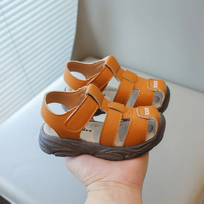 Summer Sport Sandals For Children PU Leather Vintage Boy's Sandals Soft-soled Anti-slippery Kid's Sandals Fashion Summer Shoes
