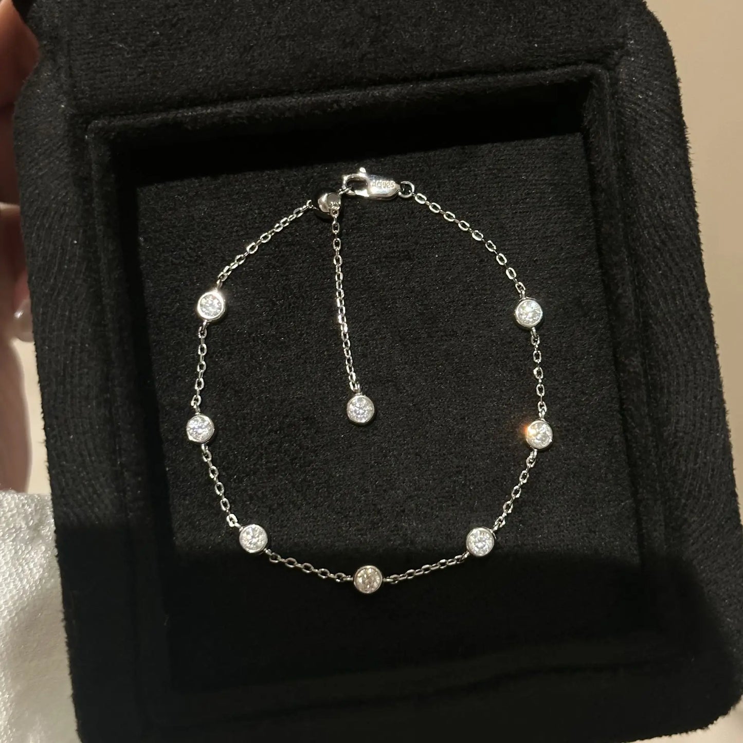 Full 0.1CT 3mm D Color Moissanite Diamond Link Bracelet for Woman 925 Silver Plated 18k Adjustable 15-20cm Chain Bracelets