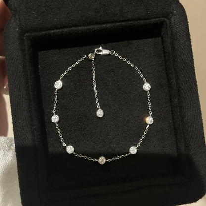 Full 0.1CT 3mm D Color Moissanite Diamond Link Bracelet for Woman 925 Silver Plated 18k Adjustable 15-20cm Chain Bracelets