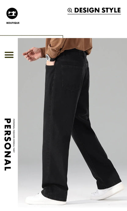 Autumn Jeans Men Black Casual Baggy Trousers Classic Straight Comfortable Wide Denim Trousers  Men Clothing