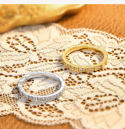 S925 Silver Snake Ring Pave Moissanite Wedding Eternity Band Stackable Luxury Fine Jewelry forWomen Pass Diamond Tester