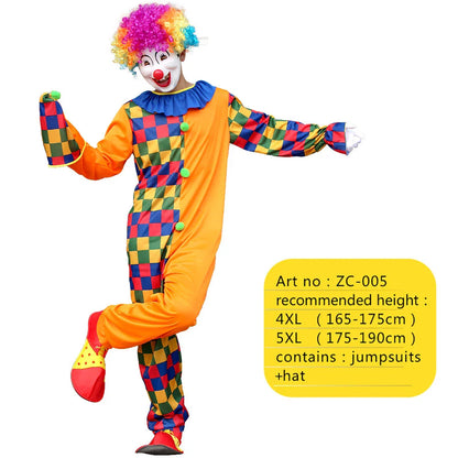 2025 New adult Circus Clown Cosplay Costumes Stage Performance Halloween Clown Role Play  Supply for Birthday Carnival