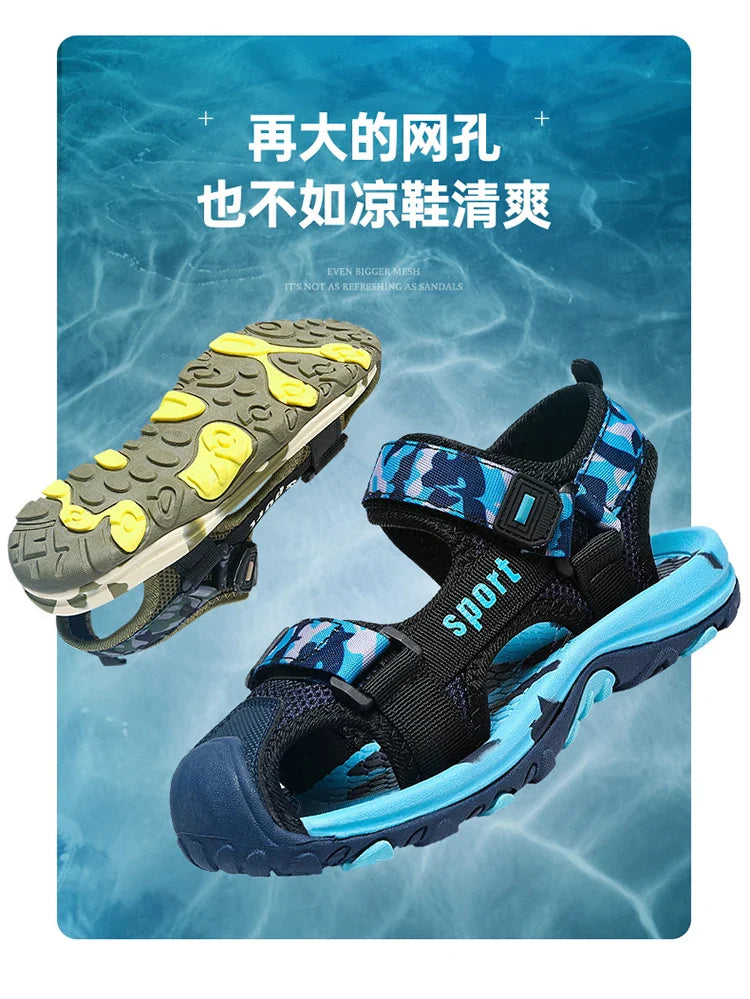 Children's Summer New Sandals Boys Fashion Camouflage Mountaineering Anti slip Sandals Outdoor Leisure Sports Slippers 28-40